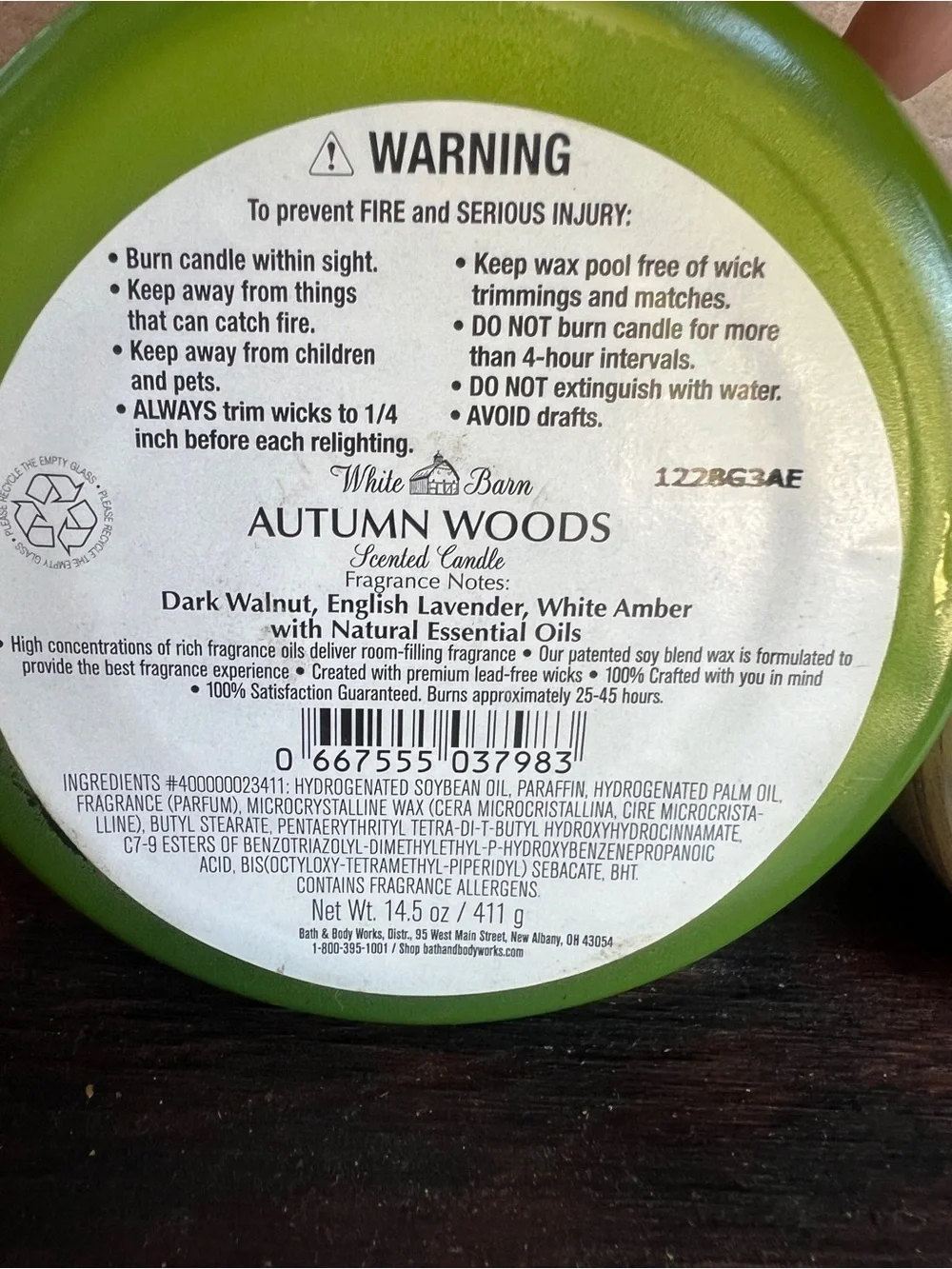 White Barn Autumn Woods Scented Candles - Picture 3 of 4